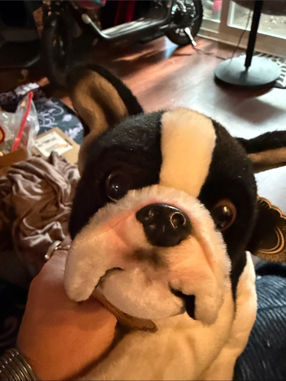 FAO Schwarz Black & White Plush Boston Terrier with Brand Tag